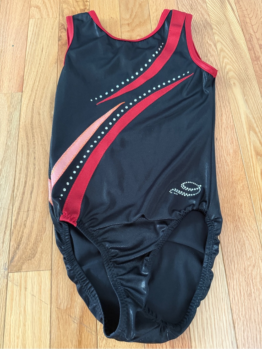 Girls' 10/12 Black and Red rhinestoned Gymnastics Leotard